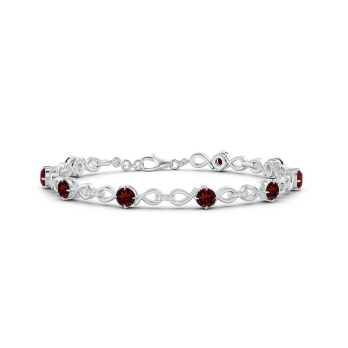 4mm aaa garnet white gold bracelet