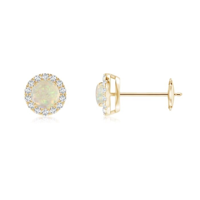 4mm aaa opal yellow gold earrings