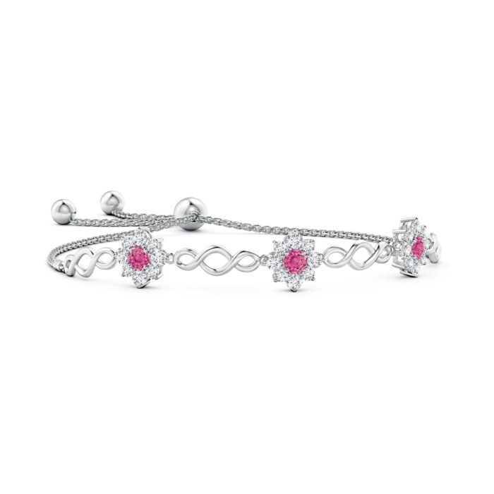 4mm aaa pink sapphire white gold bracelet