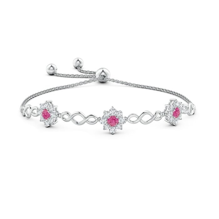 4mm aaa pink sapphire white gold bracelet 2