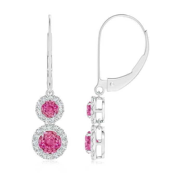 4mm aaa pink sapphire white gold earrings 2