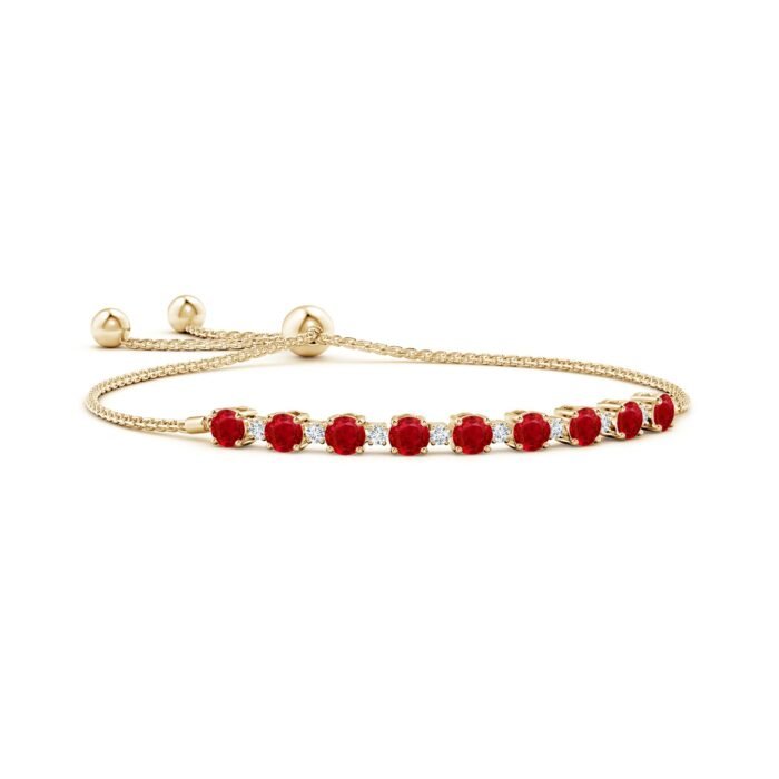 4mm aaa ruby yellow gold bracelet