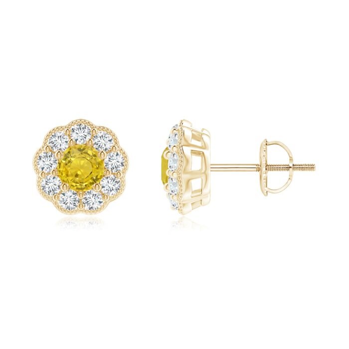 4mm aaa yellow sapphire yellow gold earrings