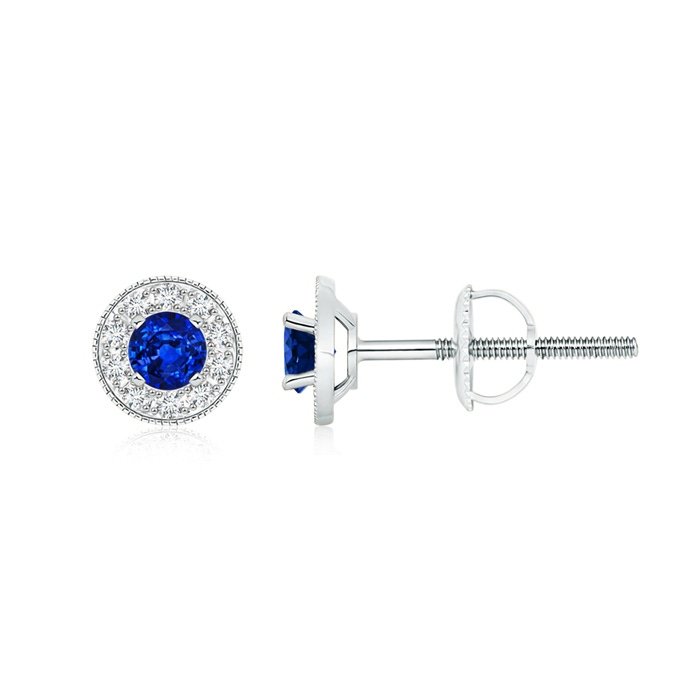 4mm aaaa blue sapphire white gold earrings 2