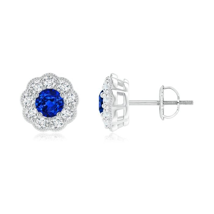 4mm aaaa blue sapphire white gold earrings 3
