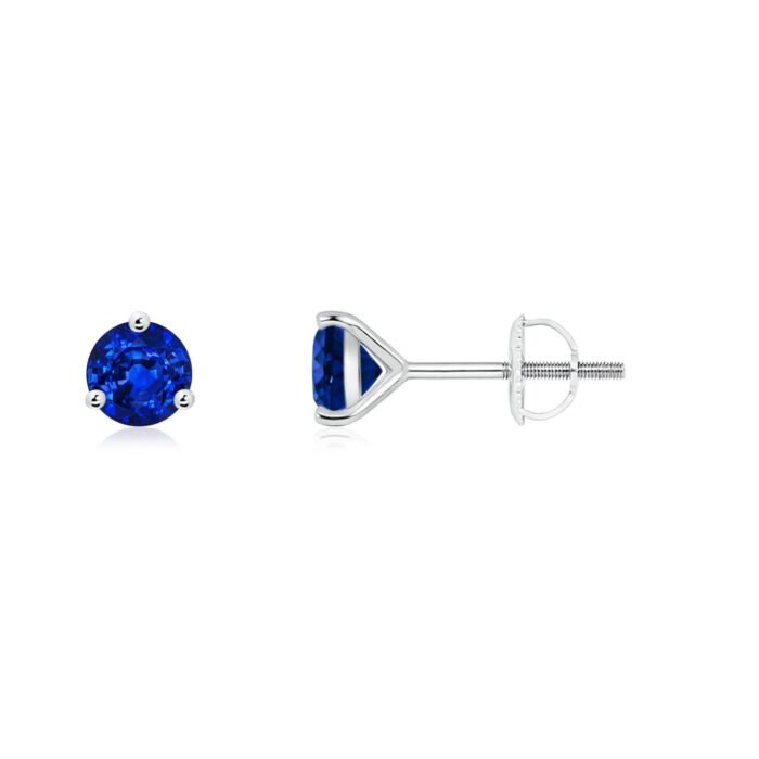 4mm aaaa blue sapphire white gold earrings