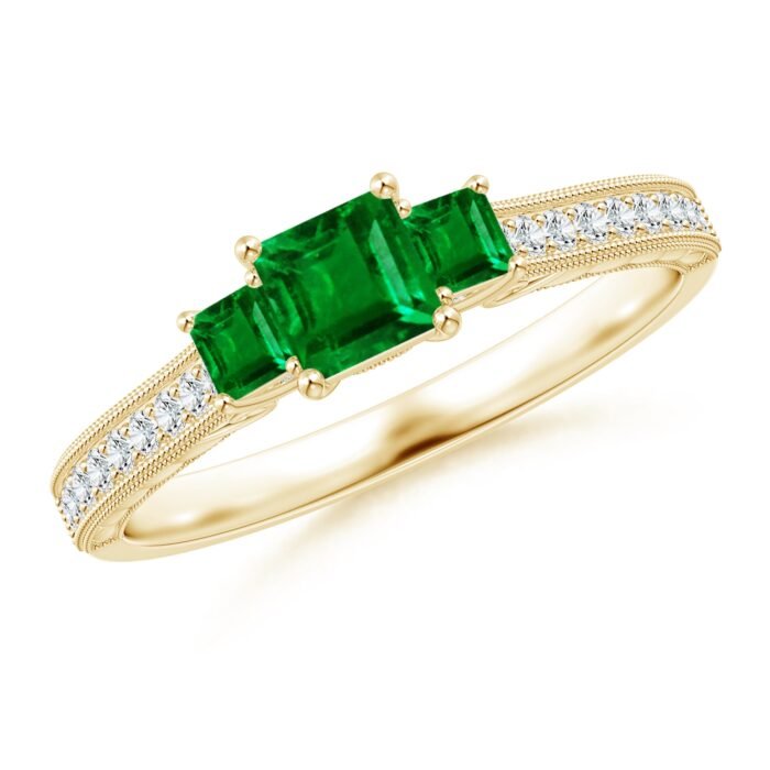 4mm aaaa emerald 18k yellow gold ring