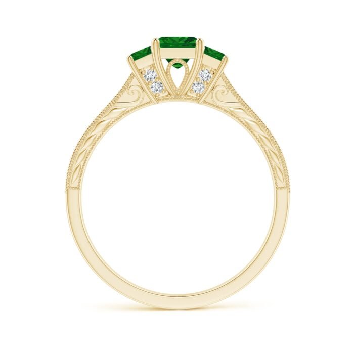 4mm aaaa emerald 18k yellow gold ring 2