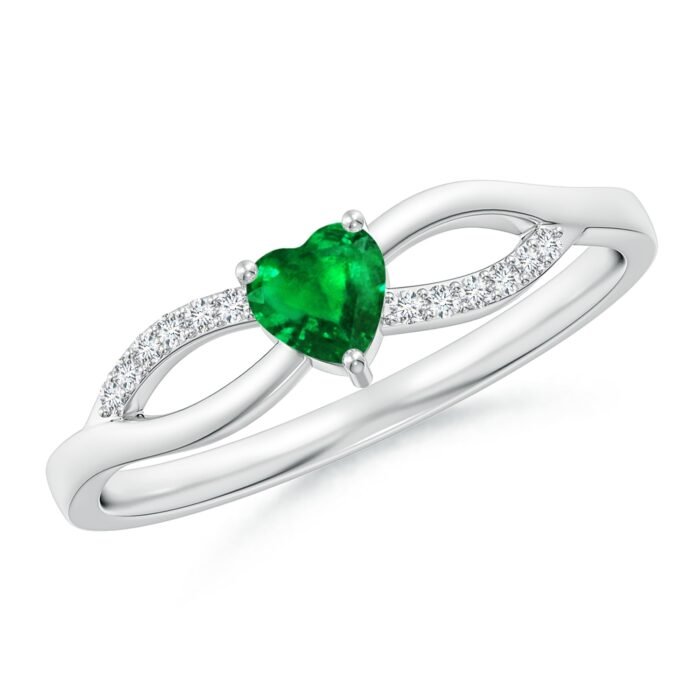 4mm aaaa emerald white gold ring