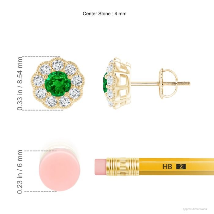 4mm aaaa emerald yellow gold earrings 2