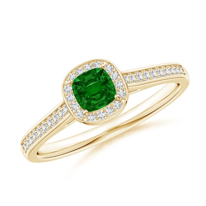 4mm aaaa emerald yellow gold ring