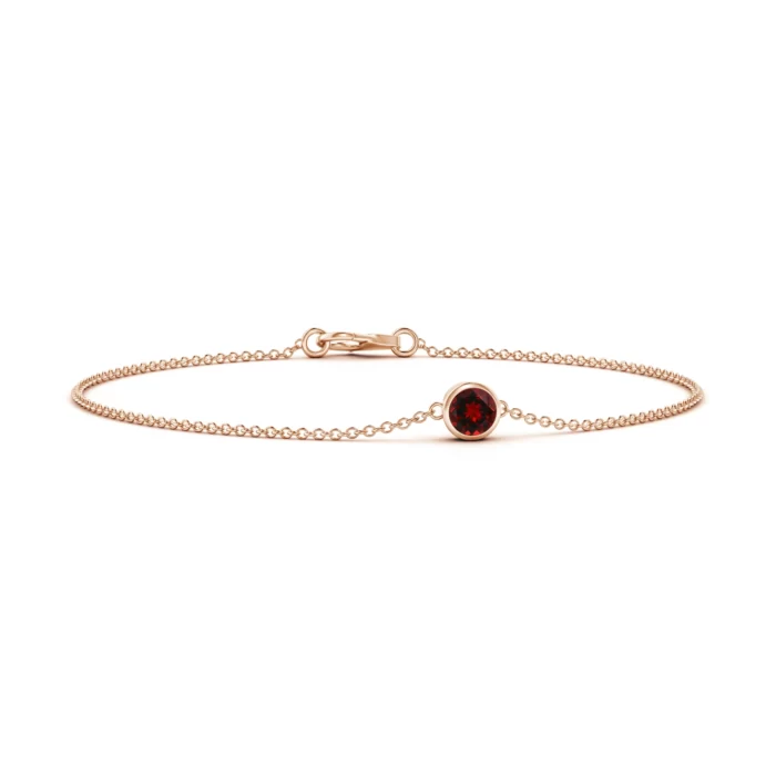 4mm aaaa garnet rose gold bracelet