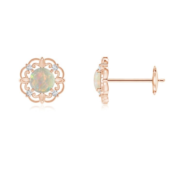 4mm aaaa opal rose gold earrings