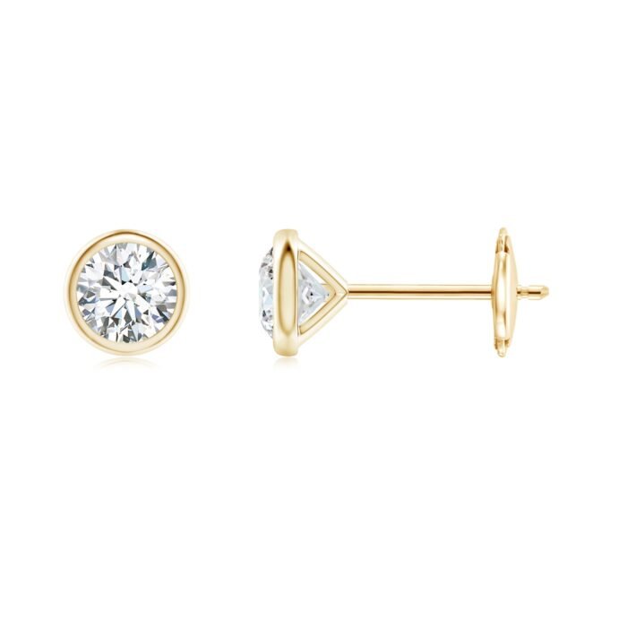 4mm gvs2 diamond yellow gold earrings