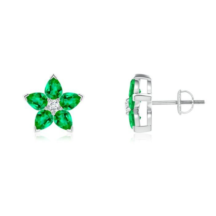 4x3mm aaa emerald white gold earrings 2