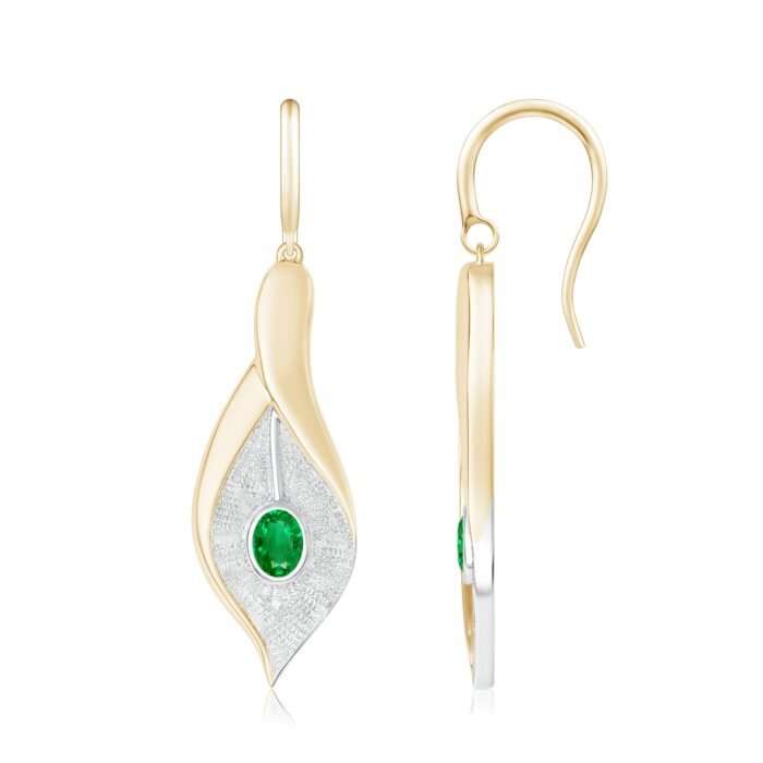 4x3mm aaa emerald yellow gold white gold earrings