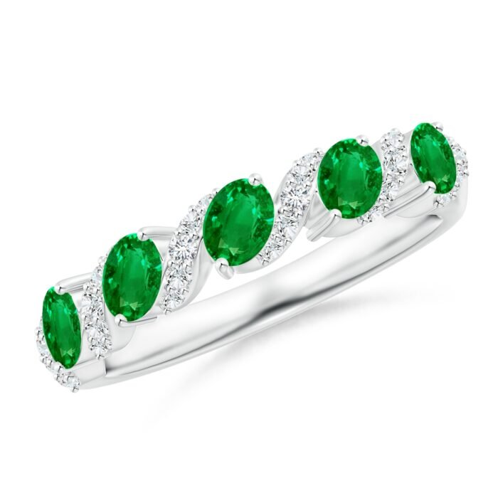 4x3mm aaaa emerald white gold ring