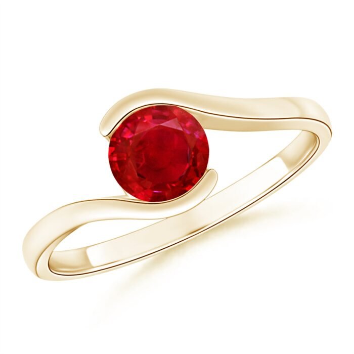 5.5mm aaa ruby yellow gold ring