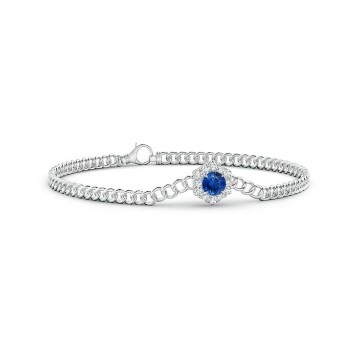 5mm aaa blue sapphire white gold bracelet 2