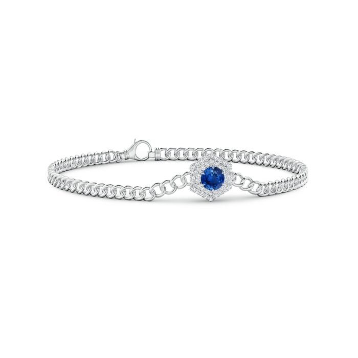 5mm aaa blue sapphire white gold bracelet 3