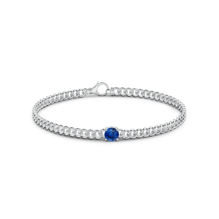 5mm aaa blue sapphire white gold bracelet 2 1