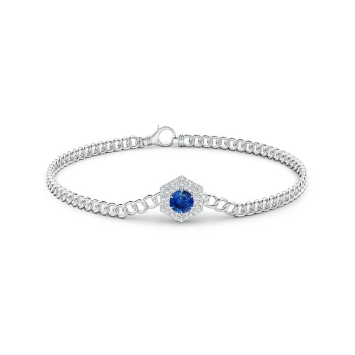 5mm aaa blue sapphire white gold bracelet 2 3