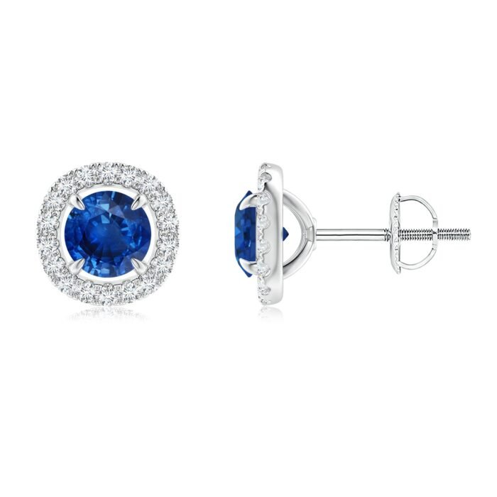 5mm aaa blue sapphire white gold earrings 1