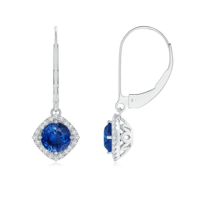 5mm aaa blue sapphire white gold earrings 6