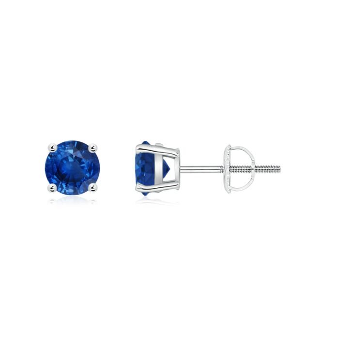 5mm aaa blue sapphire white gold earrings