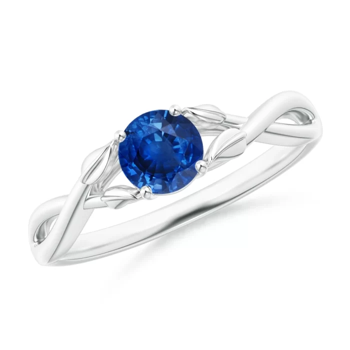 5mm aaa blue sapphire white gold ring 3