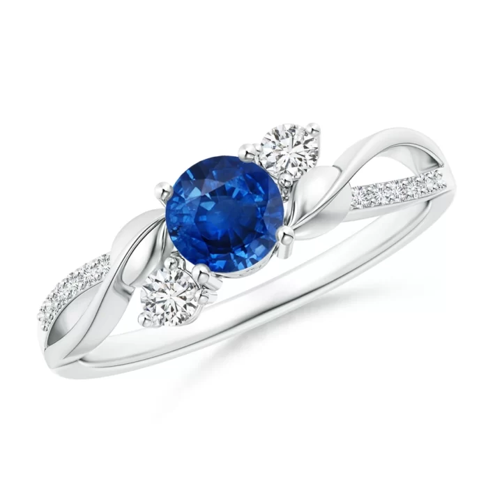 5mm aaa blue sapphire white gold ring