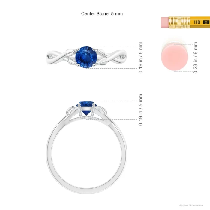 5mm aaa blue sapphire white gold ring 5 3