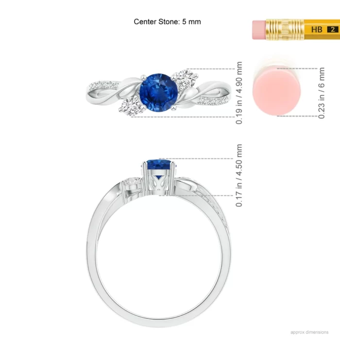 5mm aaa blue sapphire white gold ring 5