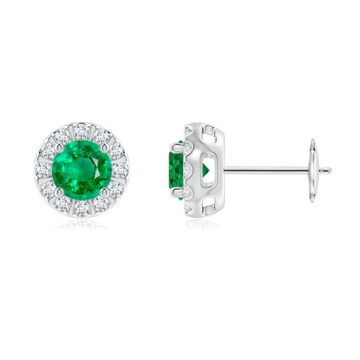 5mm aaa emerald white gold earrings 1