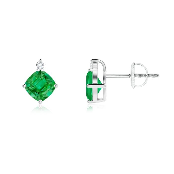 5mm aaa emerald white gold earrings 2