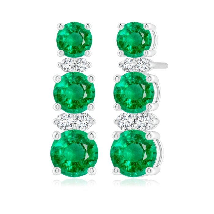 5mm aaa emerald white gold earrings 3