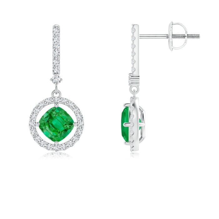 5mm aaa emerald white gold earrings