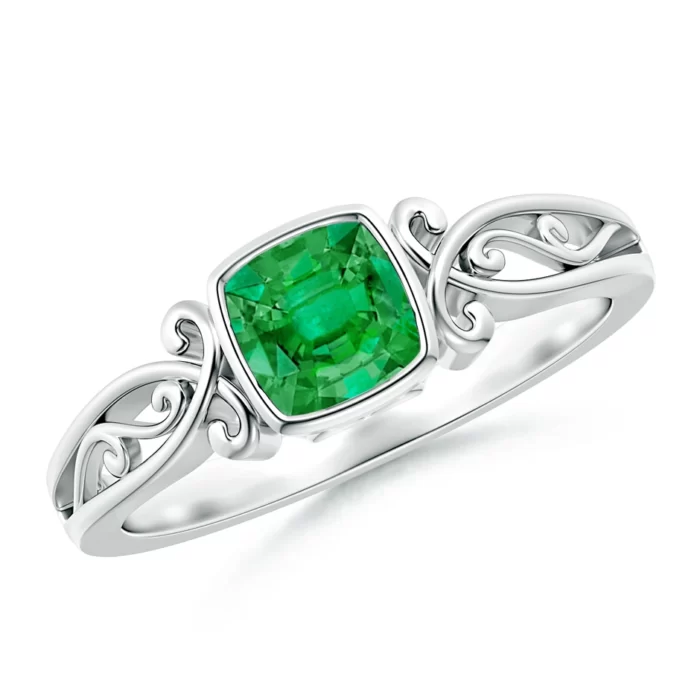 5mm aaa emerald white gold ring