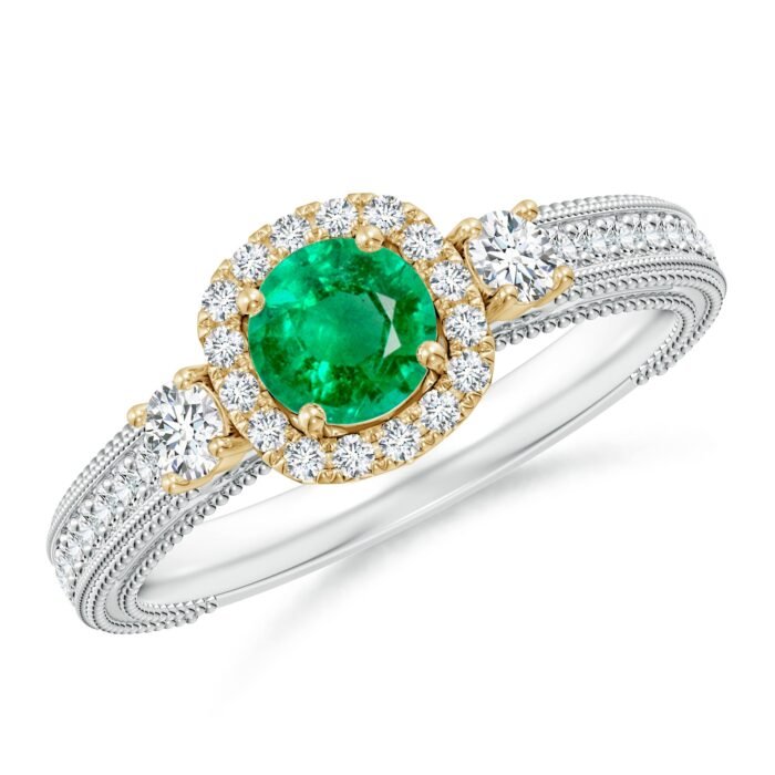 5mm aaa emerald white gold yellow gold ring