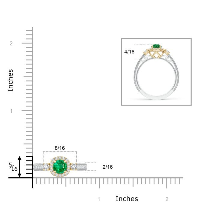 5mm aaa emerald white gold yellow gold ring 5