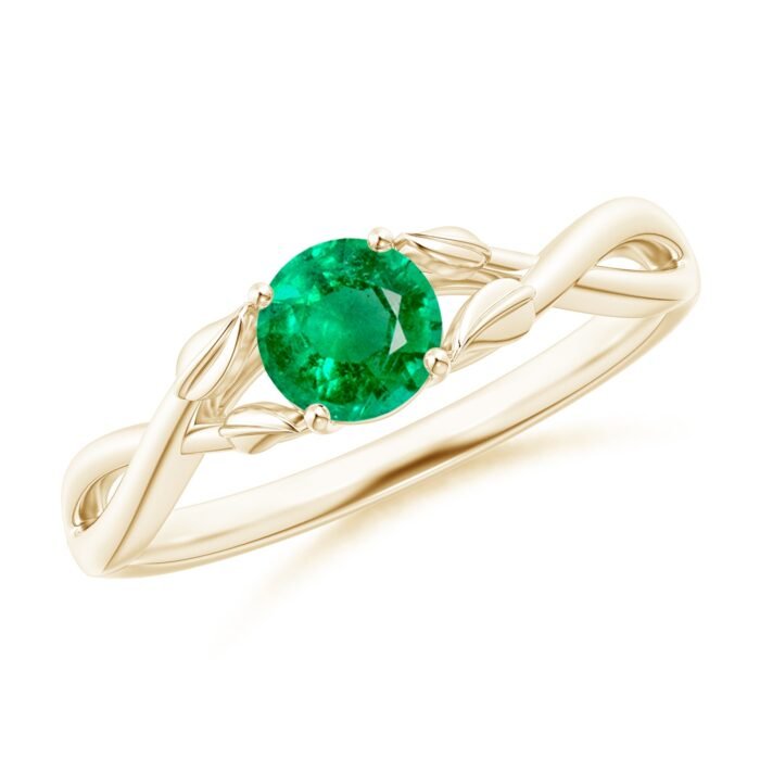5mm aaa emerald yellow gold ring 1