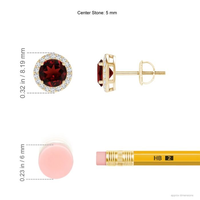 5mm aaa garnet yellow gold earrings 2