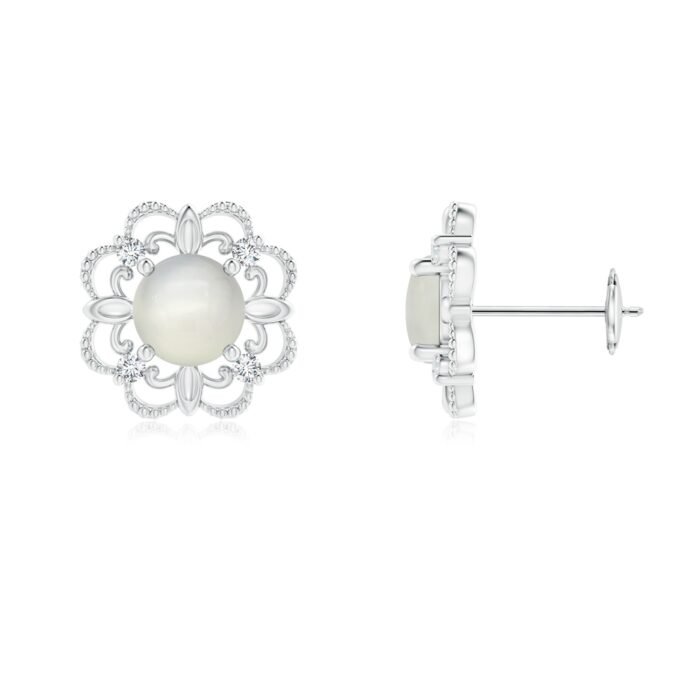 5mm aaa moonstone white gold earrings 1