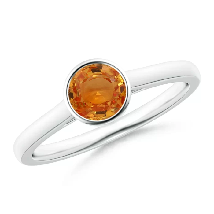 5mm aaa orange sapphire white gold ring