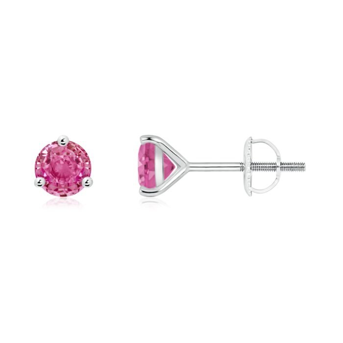 5mm aaa pink sapphire white gold earrings 2