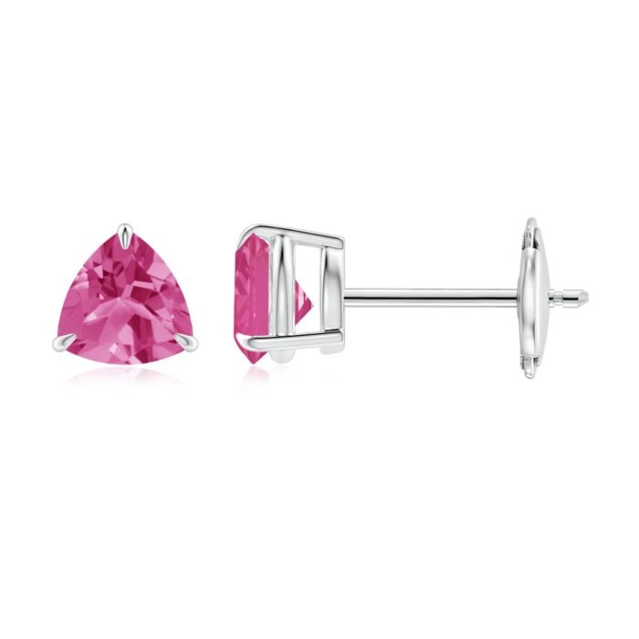 5mm aaa pink sapphire white gold earrings