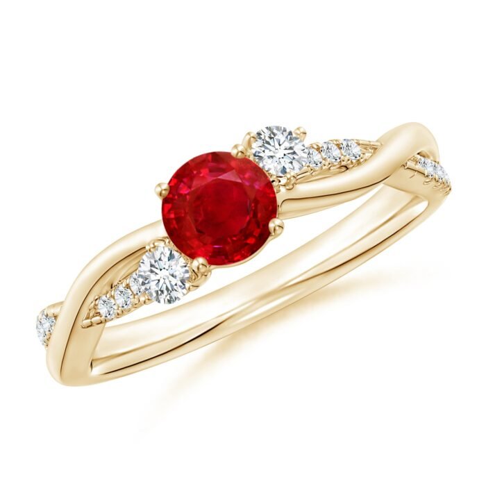 5mm aaa ruby yellow gold ring