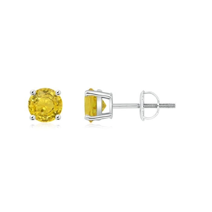 5mm aaa yellow sapphire white gold earrings 1