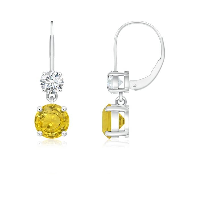 5mm aaa yellow sapphire white gold earrings 2