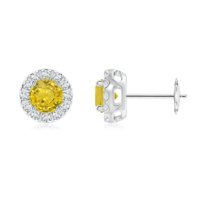 5mm aaa yellow sapphire white gold earrings 4